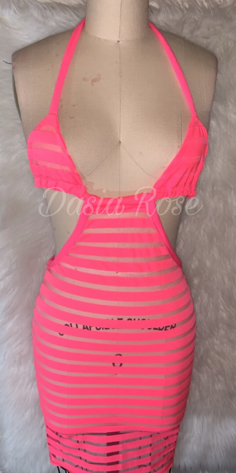 Neon pink striped dress